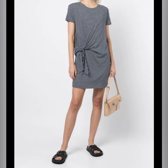 Vince Side-tie Striped T-shirt Dress - Size S - Picture 6 of 6